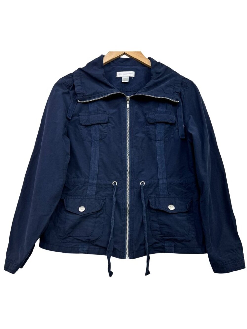 Christopher & Banks Women's Full Zip Utility Jacket Drawstring Waist Size M Blue